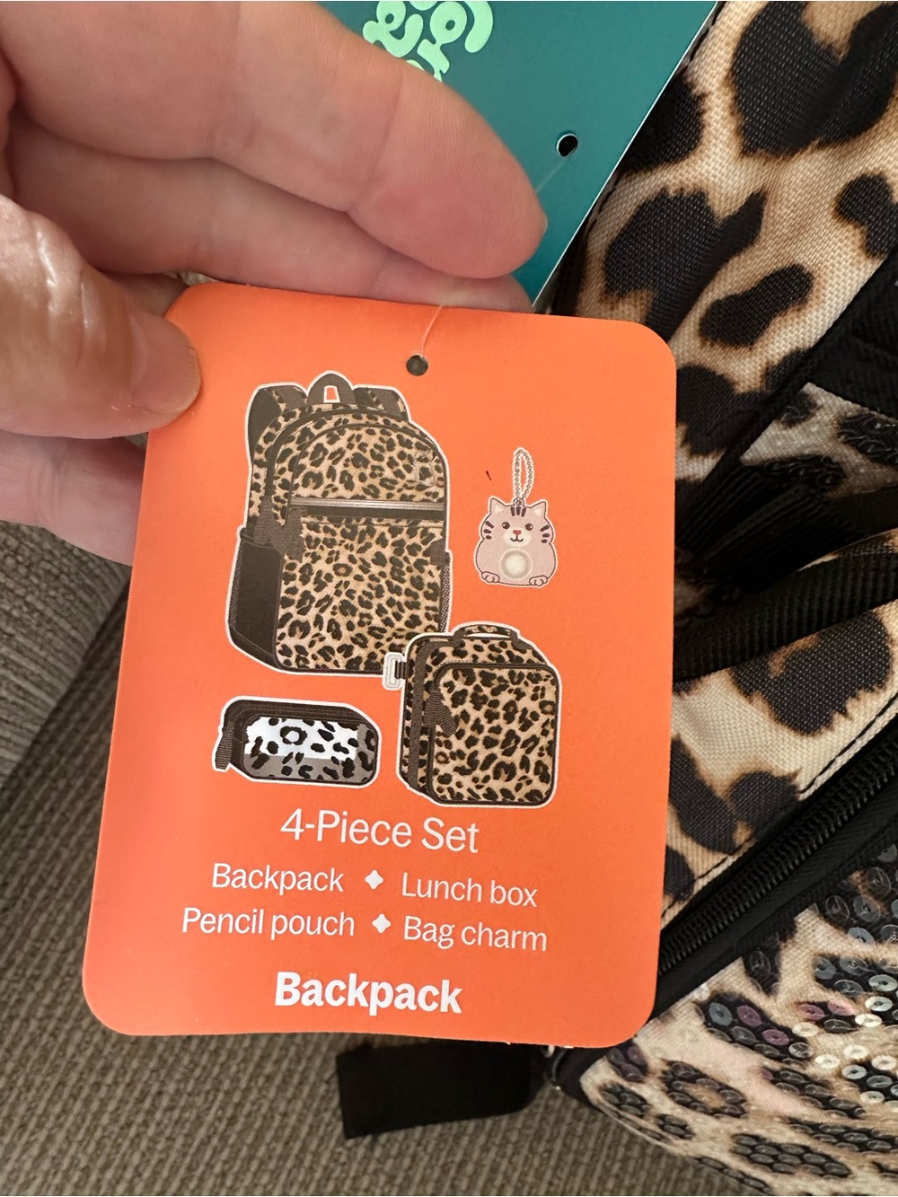 Kids Leopard Print Backpack 4-Piece Set - Brown